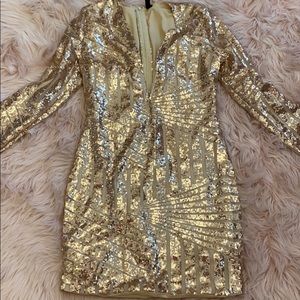 Rose gold sequin long sleeve dress